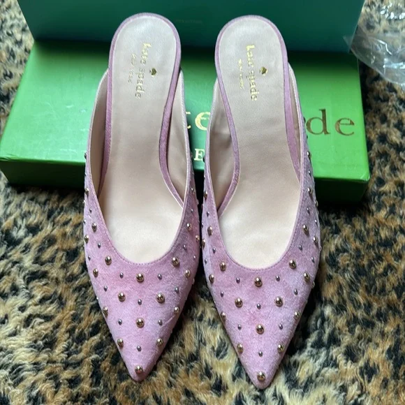 kate spade New York Women's Surie Mules Parisian Pink Studded Slides NWB Size 9 - Picture 4 of 8